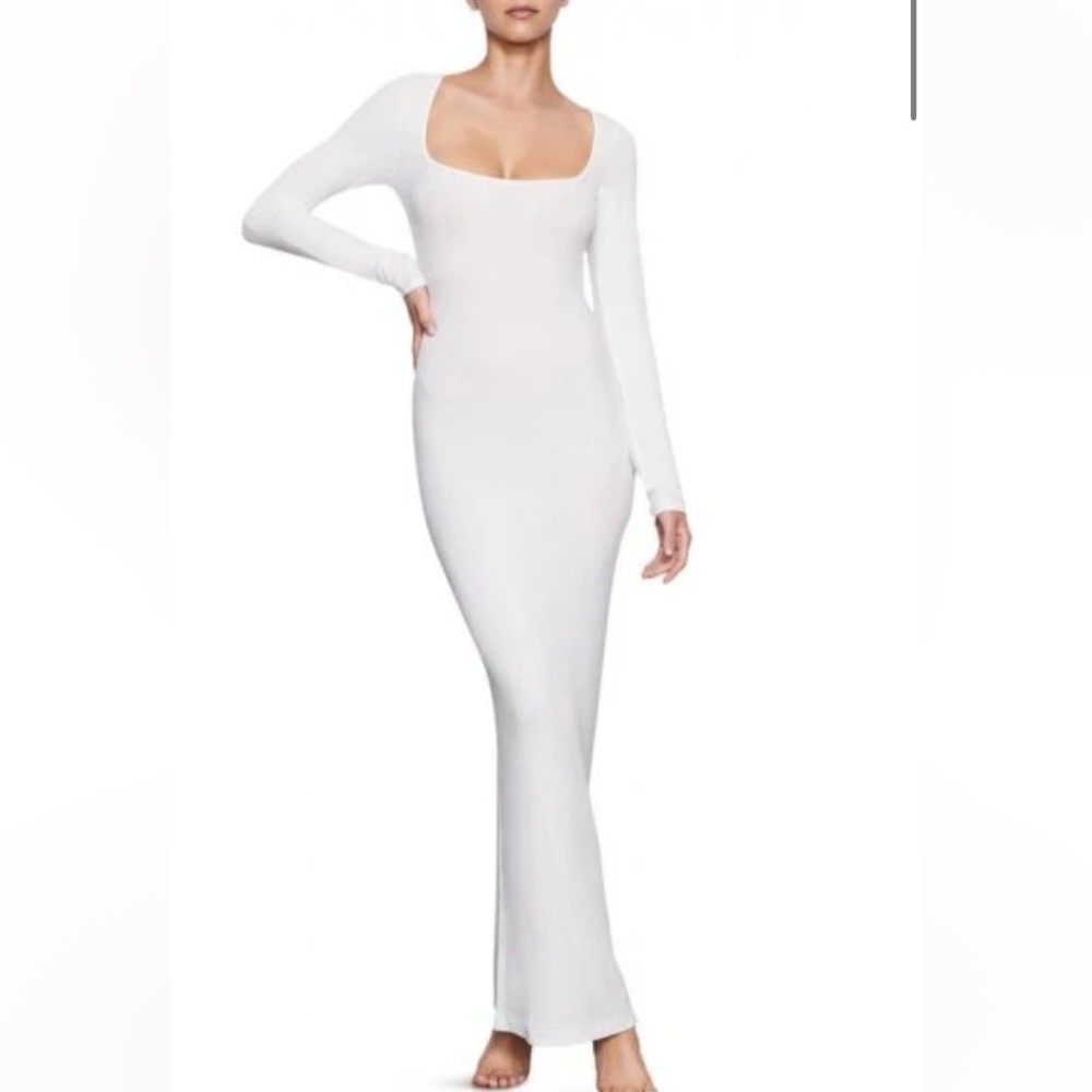 SKIMS Soft Lounge Long-Sleeve Dress - Marble